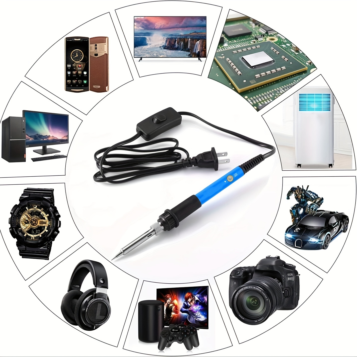 nine in one welding kit 60w temperature adjustment electric soldering iron with switch electronic repair tool solder soldering tool electric welding pen household set details 4