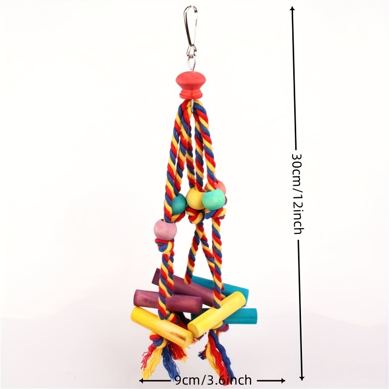 Parrot Toys Bird Toys Cotton Rope Colored Beads Wooden Temu United