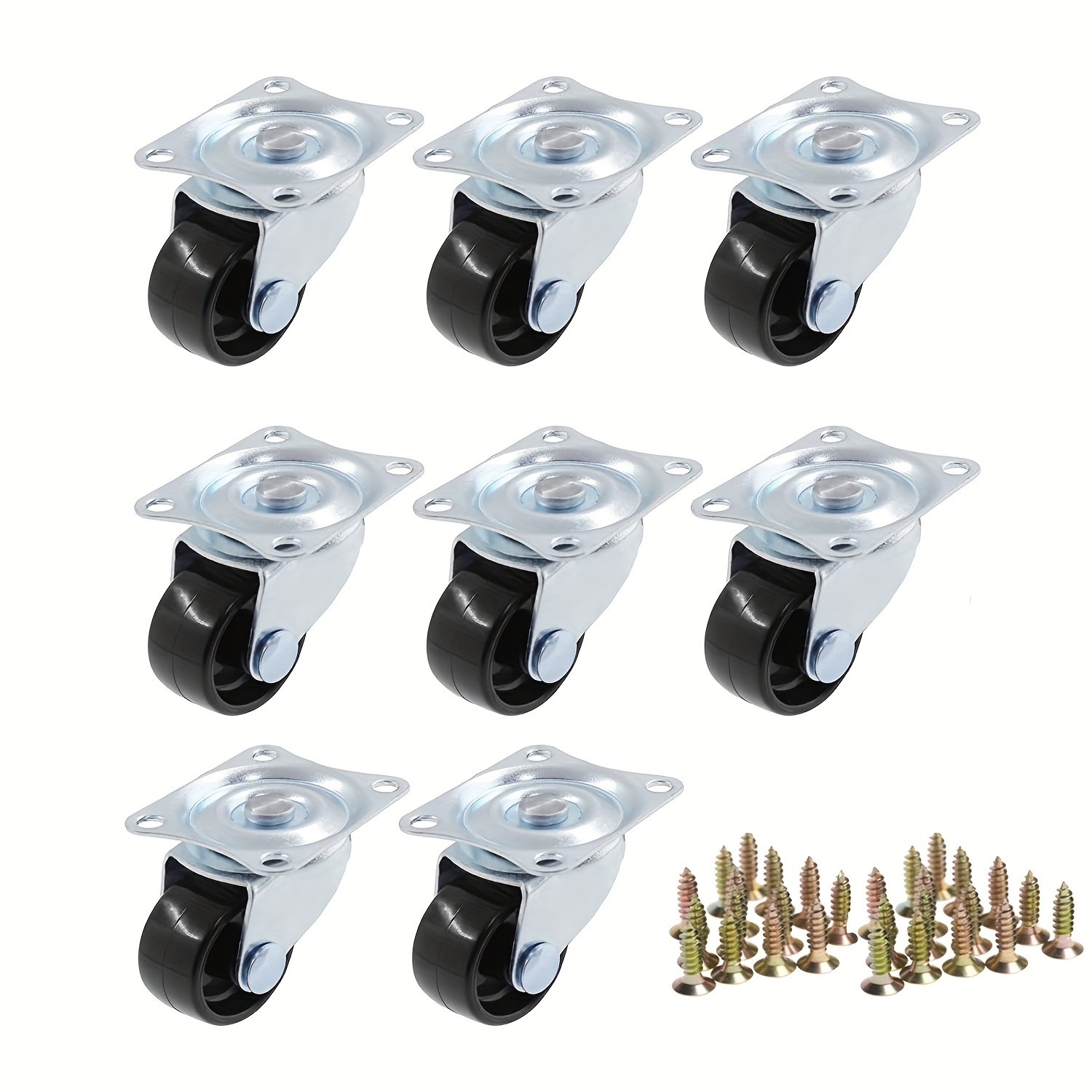 Set de 8 Rueda de Goma de 30mm Mini Rueda Giratoria Pequeña Plástico con  Tornillos para Muebles Electrodomésticos y Equipo Pequeño