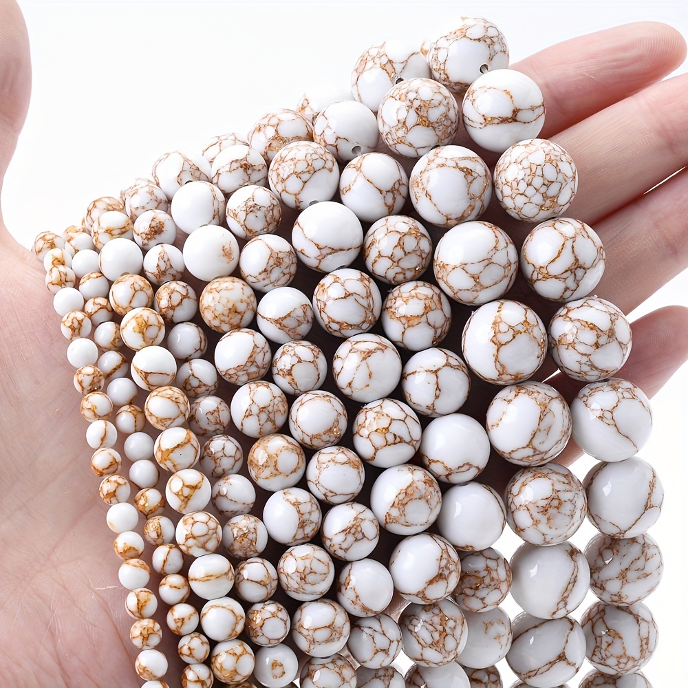 Perles pierre naturelle ronde sur fil