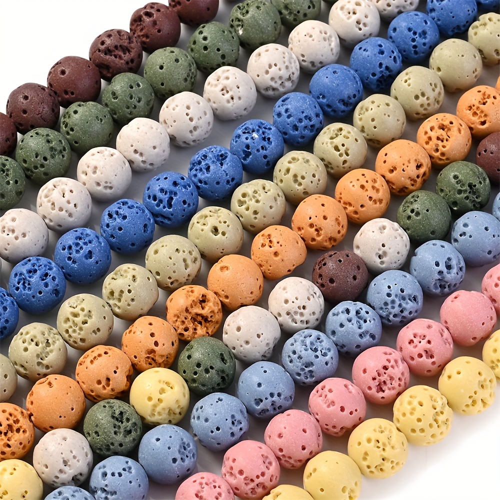 8-10mm Natural Stone Colorful Volcanic Rock Lava Round Spacer