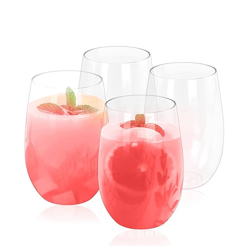16oz Plastic Stemless Wine Glasses Disposable Heavy Duty Unbreakable Clear  Plastic Wine Glasses Recyclable Shatterproof Reusable - AliExpress