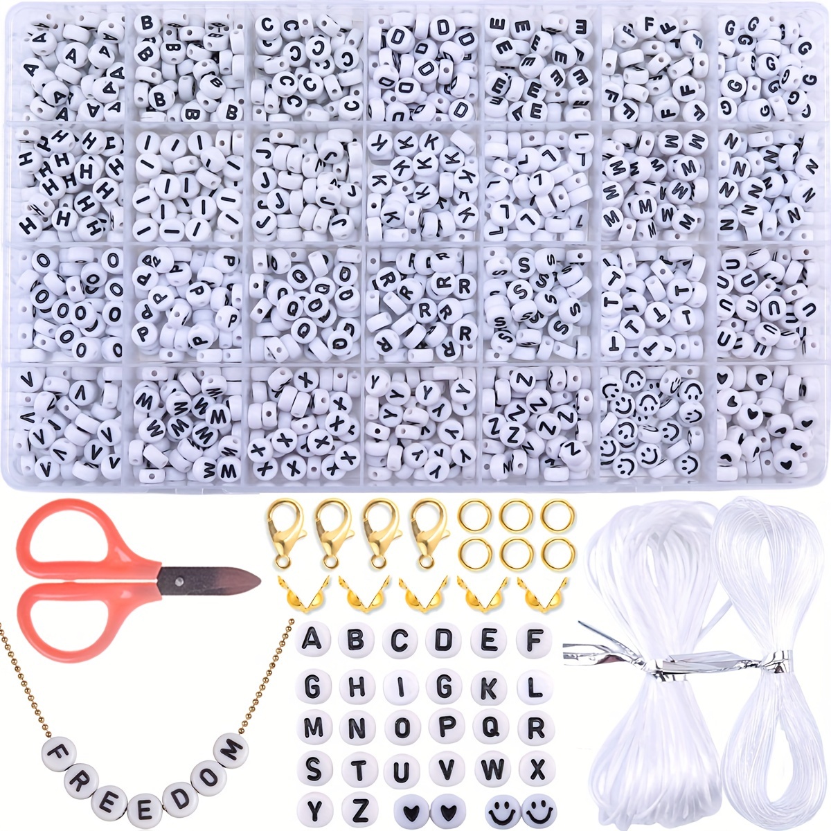 Round Letter Beads 28 Style Golden A z Acrylic Beads Kits - Temu