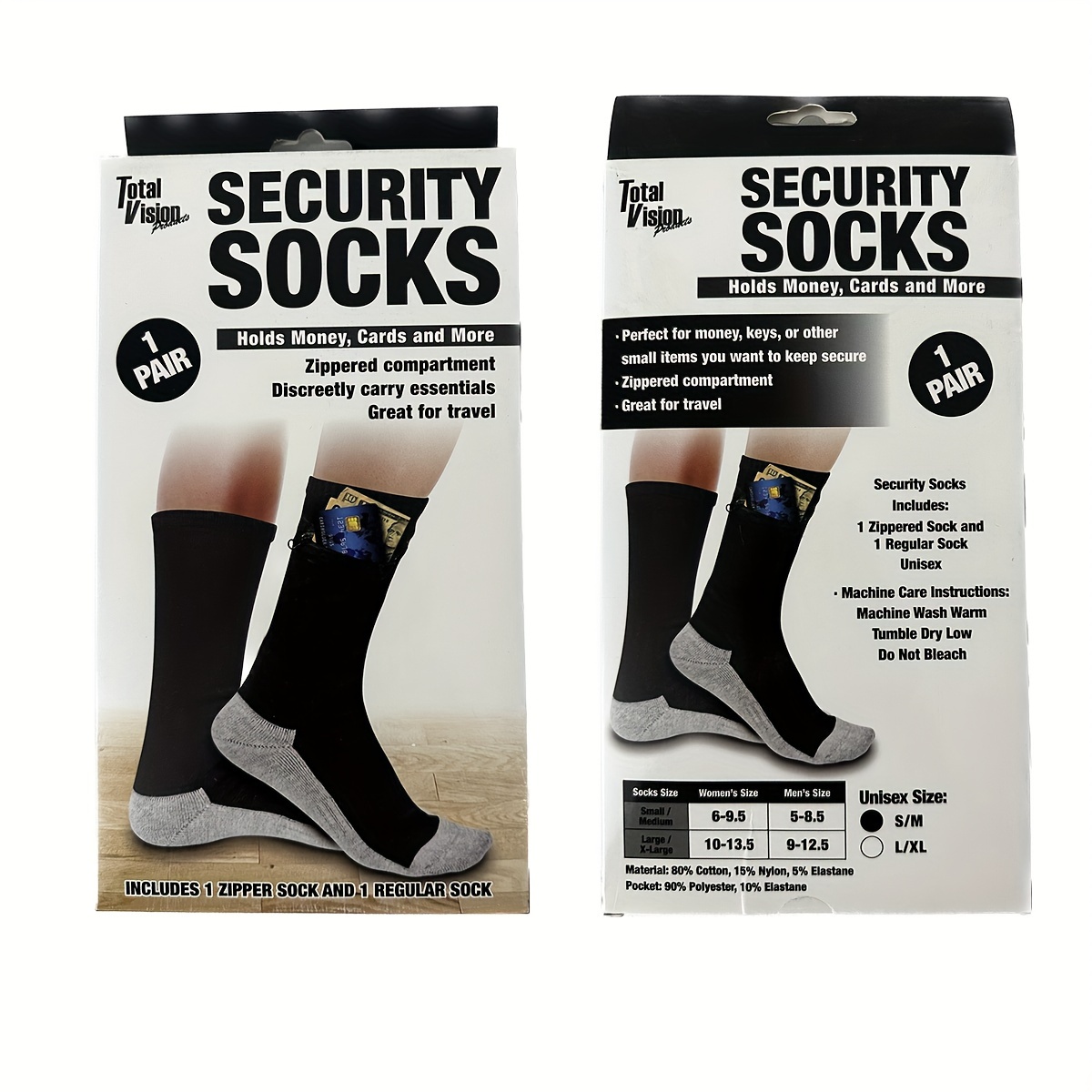 Security Socks With Zipper Pocket Sport Crew Socks