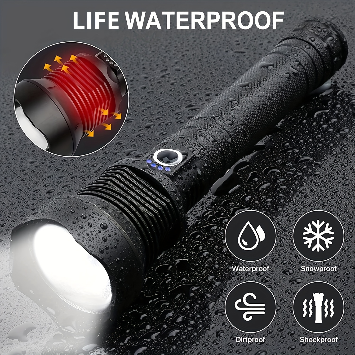 Led Lumens Tactical Flashlights - High Xhp70 Temu Rechargeable