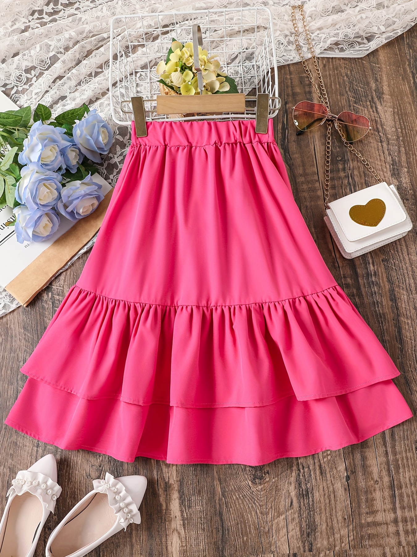 Women's Pleated Long Skirts High Waisted A-Line Swing Skirt Ankle