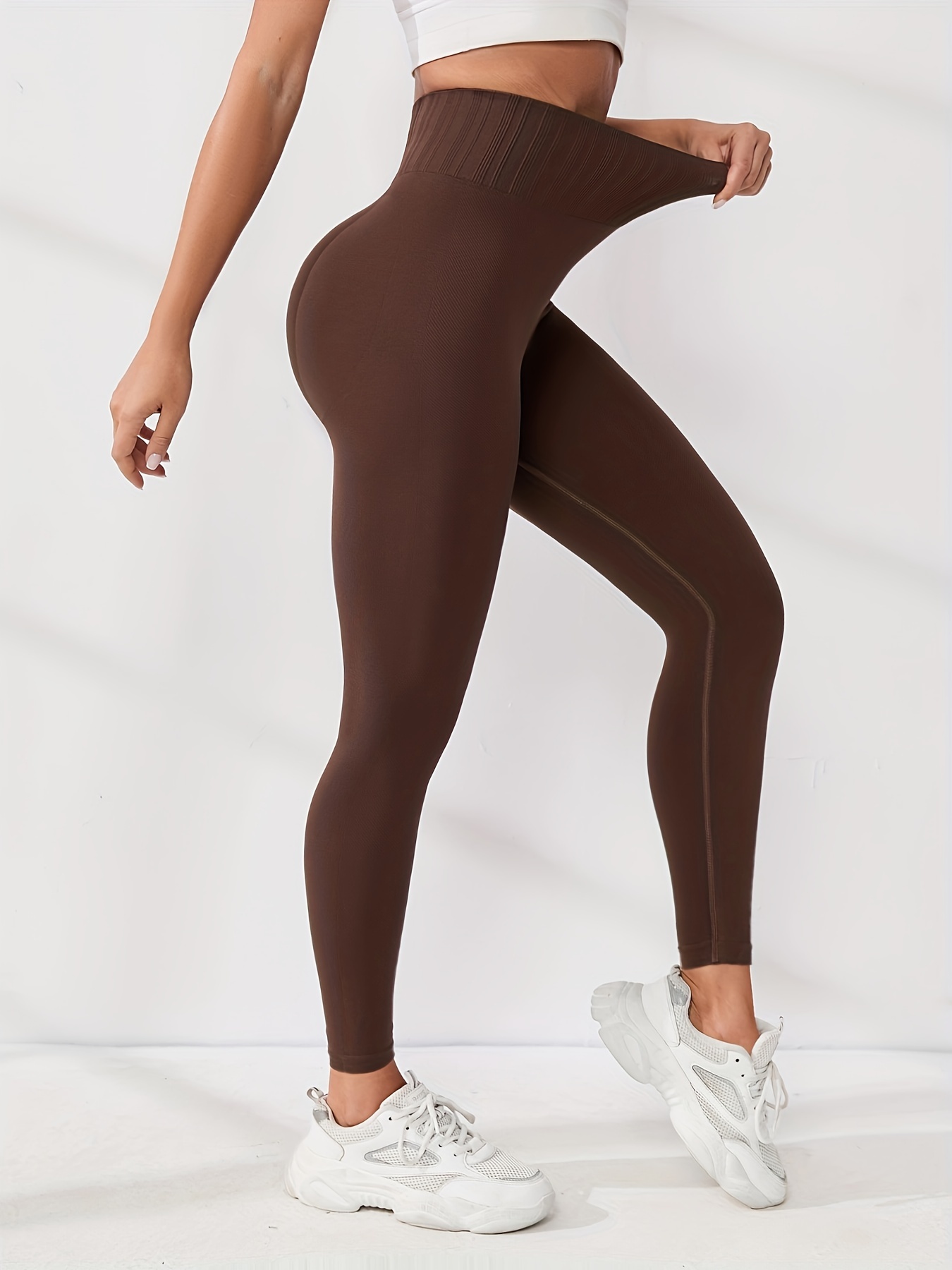Shape Chocolate Brown Ribbed High Waist Leggings