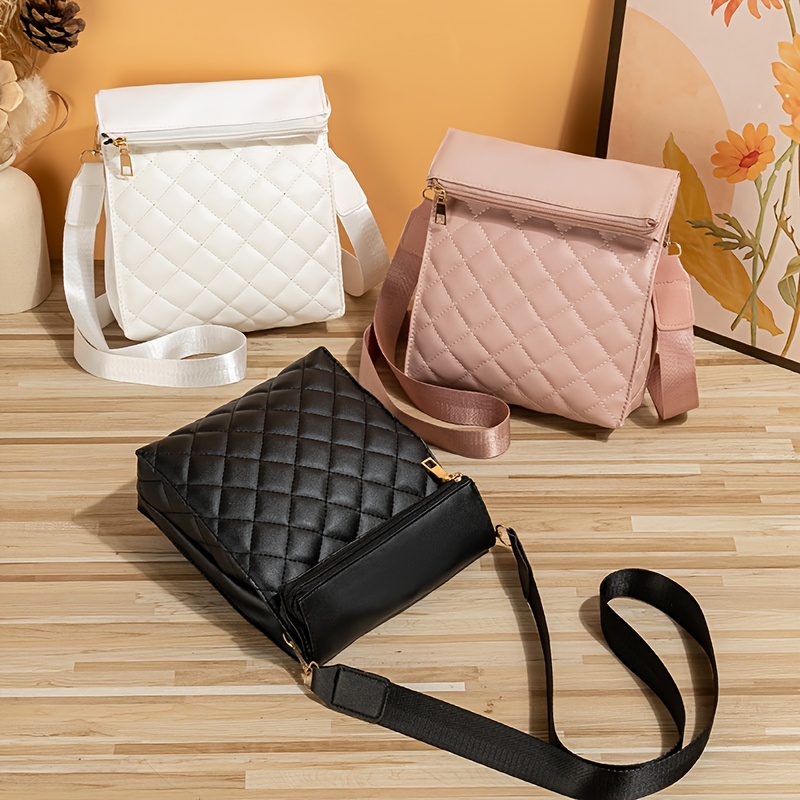 Simple Argyle Pattern Square Bag, Solid Color Crossbody Bag, All-match  Zipper Mobile Phone Bag - Temu