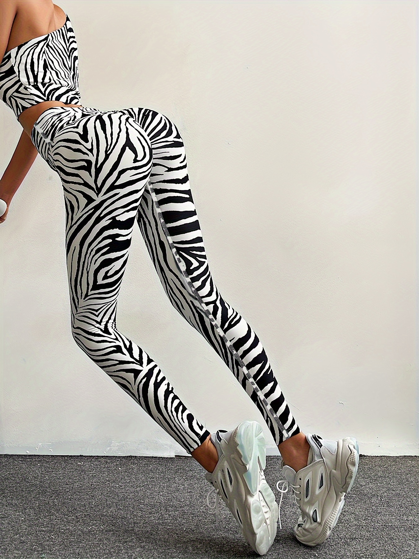 Women Zebra Leopard Print Leggings High-Waist Hip Lifting