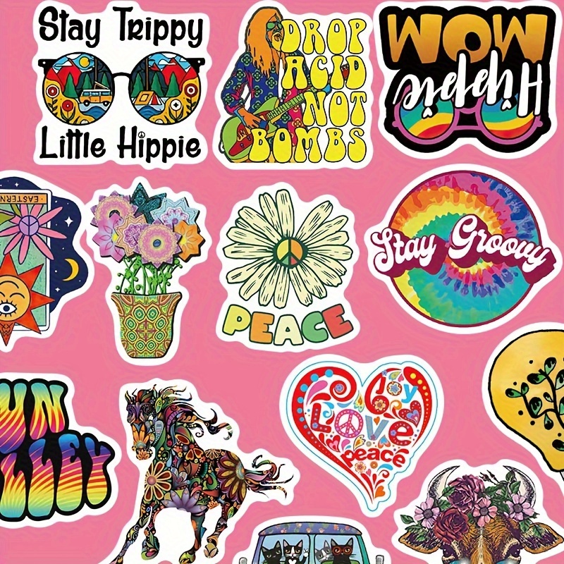 Hippie Stickers Preppy Aesthetic Sticker Hippy Party - Temu