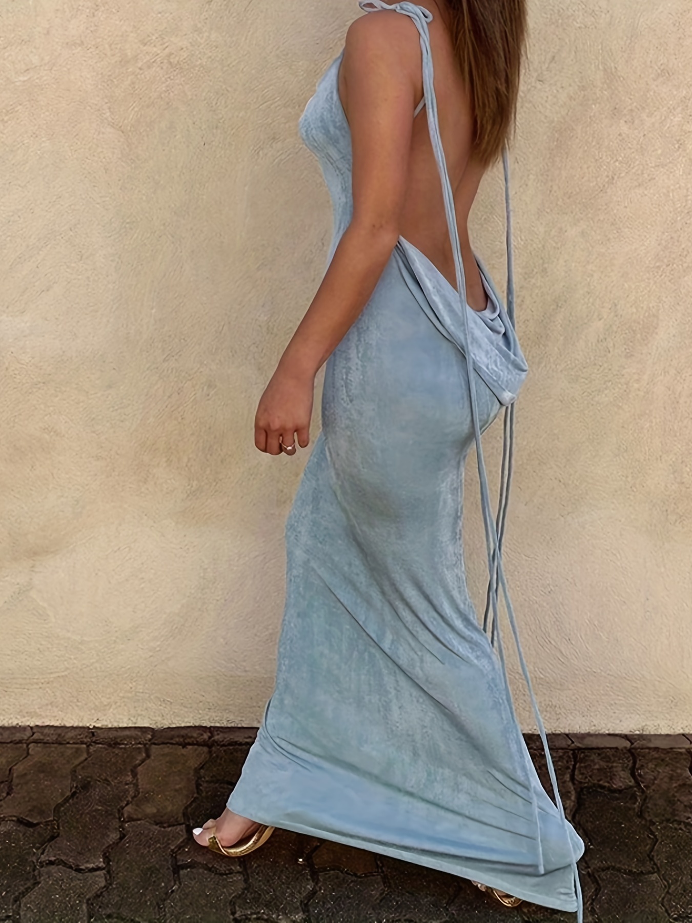 sachin and babi light blue dress The Follow Through Crochet Halter Mini Dress in White main image 1
