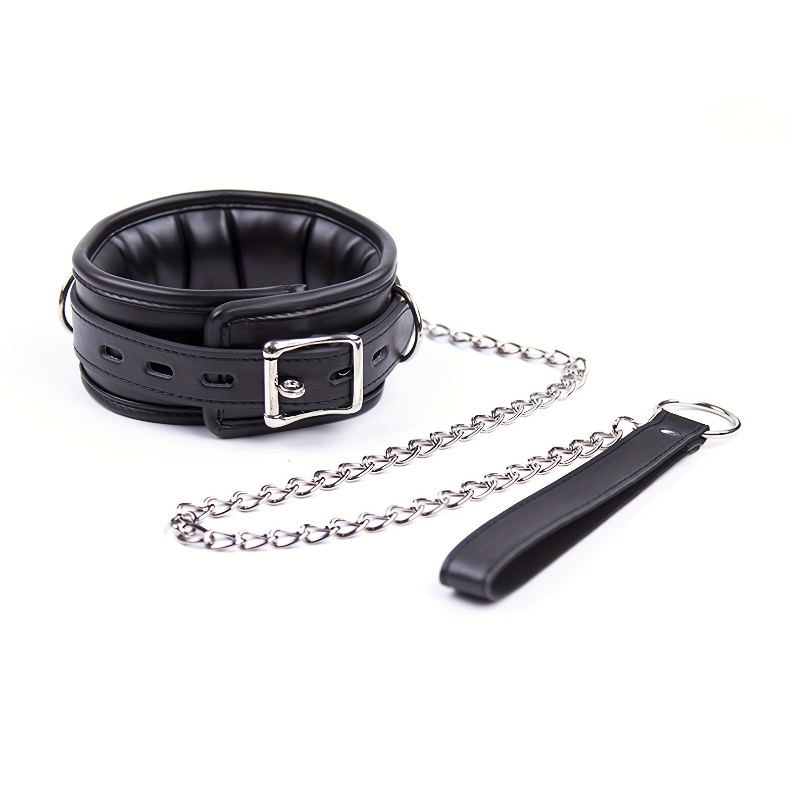 Adjustable Bdsm Faux Leather Collar Chain Leash Couples Temu Canada