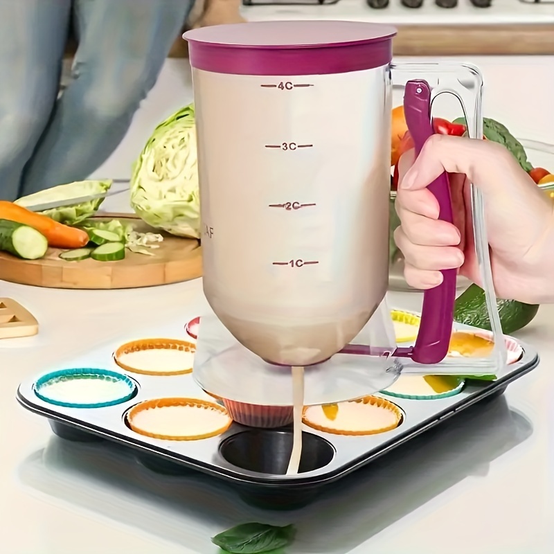 1pc Purple Or Red Batter Dispenser Measuring Cup Pancake & Cake Batter Mixer  Separator Butter Funnel/This Product Only Sells Batter Separator - Other  Items Are Not Included.