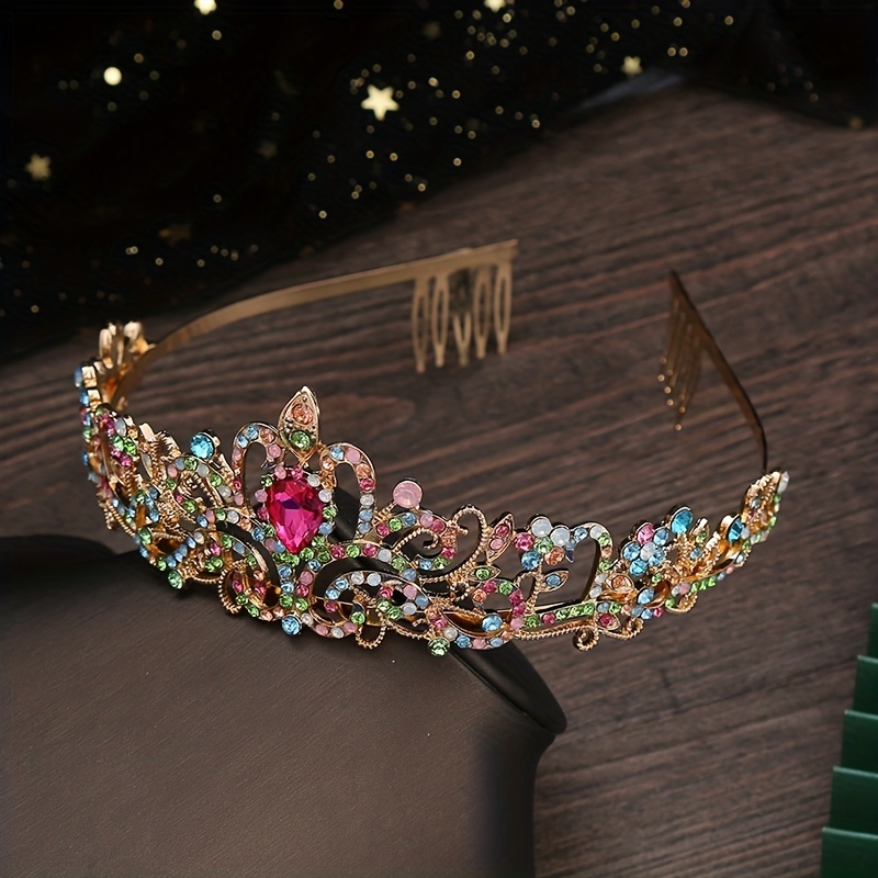 Tiara fantasia oro per bambina, corona d'oro, fascia per capelli