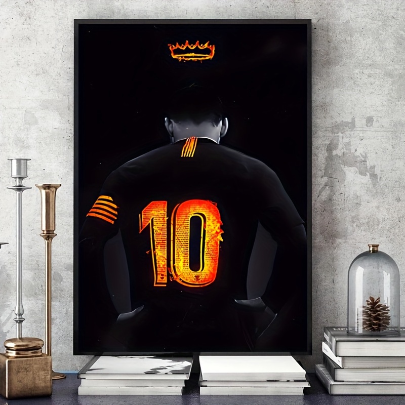 

1pc Neon Canvas Printed Poster, No. 10 Soccer Player Star Poster Decorative Painting, Suitable For Living Room Bedroom Office Corridor Wall Art Deco Poster Gift, Unframed