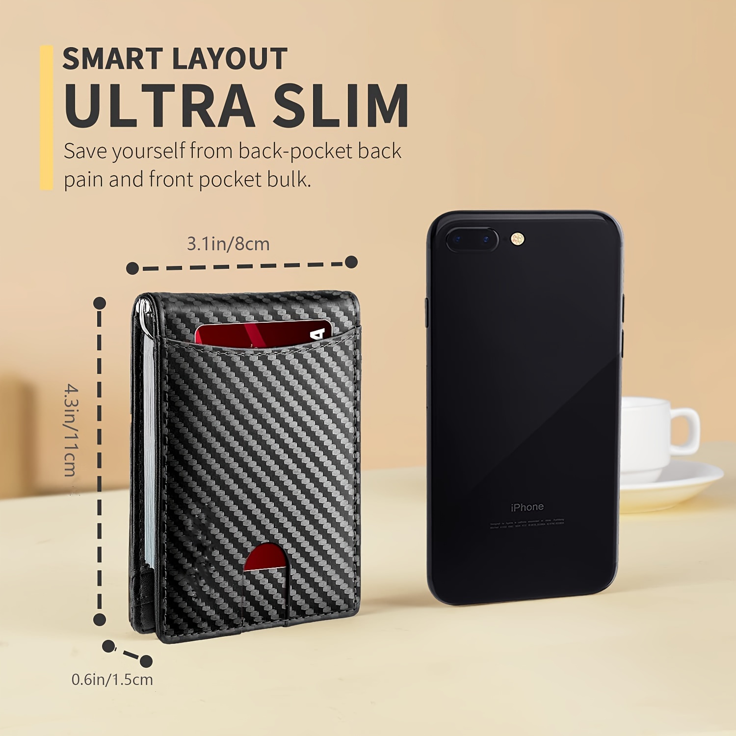 OG Minimalist Slim Front Pocket Wallet - Sleek RFID Blocking - (73mm) -  Black - M17546BK