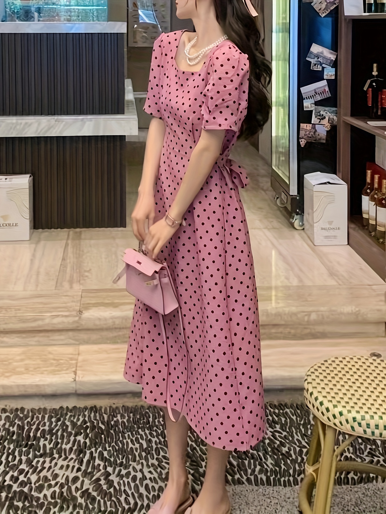 Pink polka best sale dot dress womens