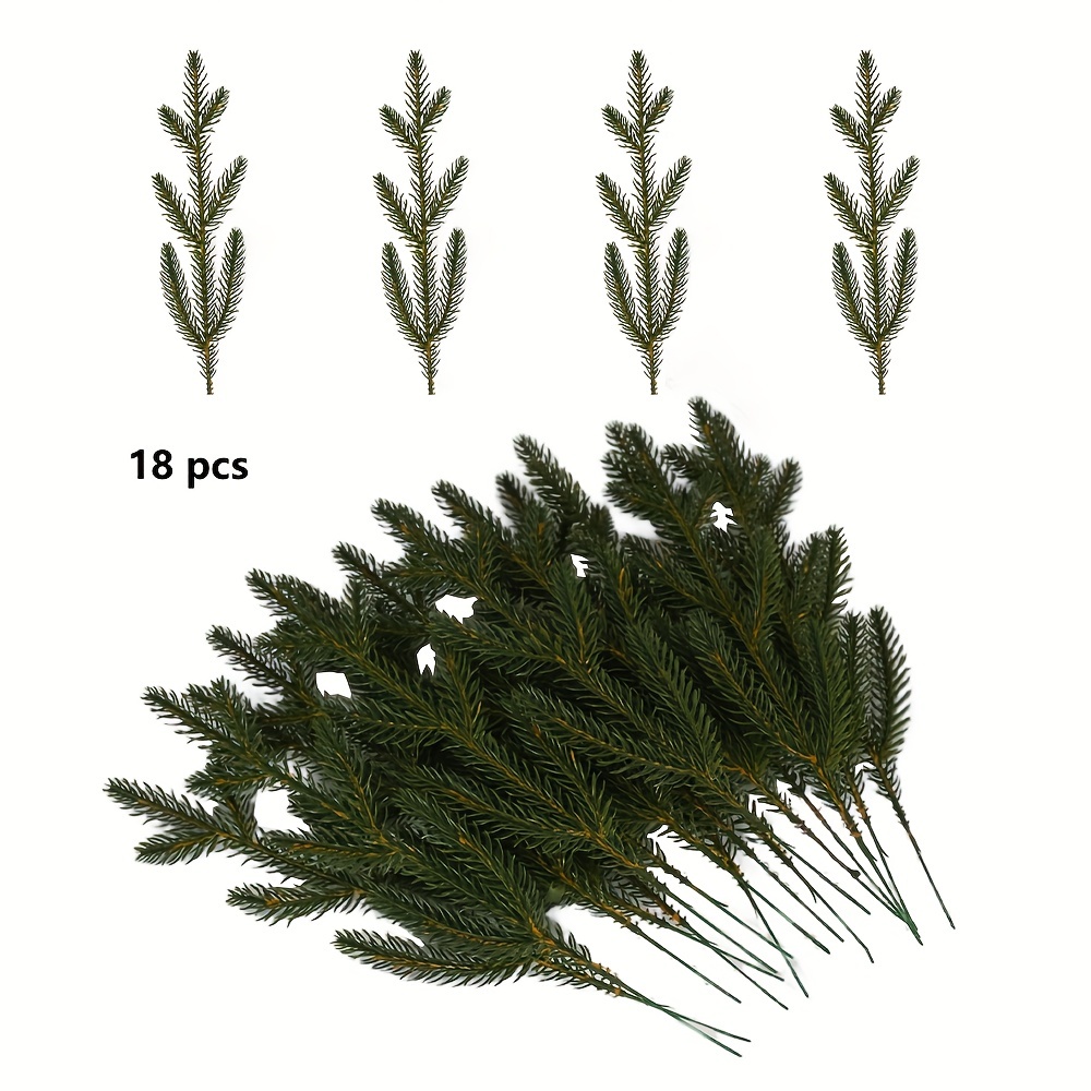 18 Faux Pine Stem -Green