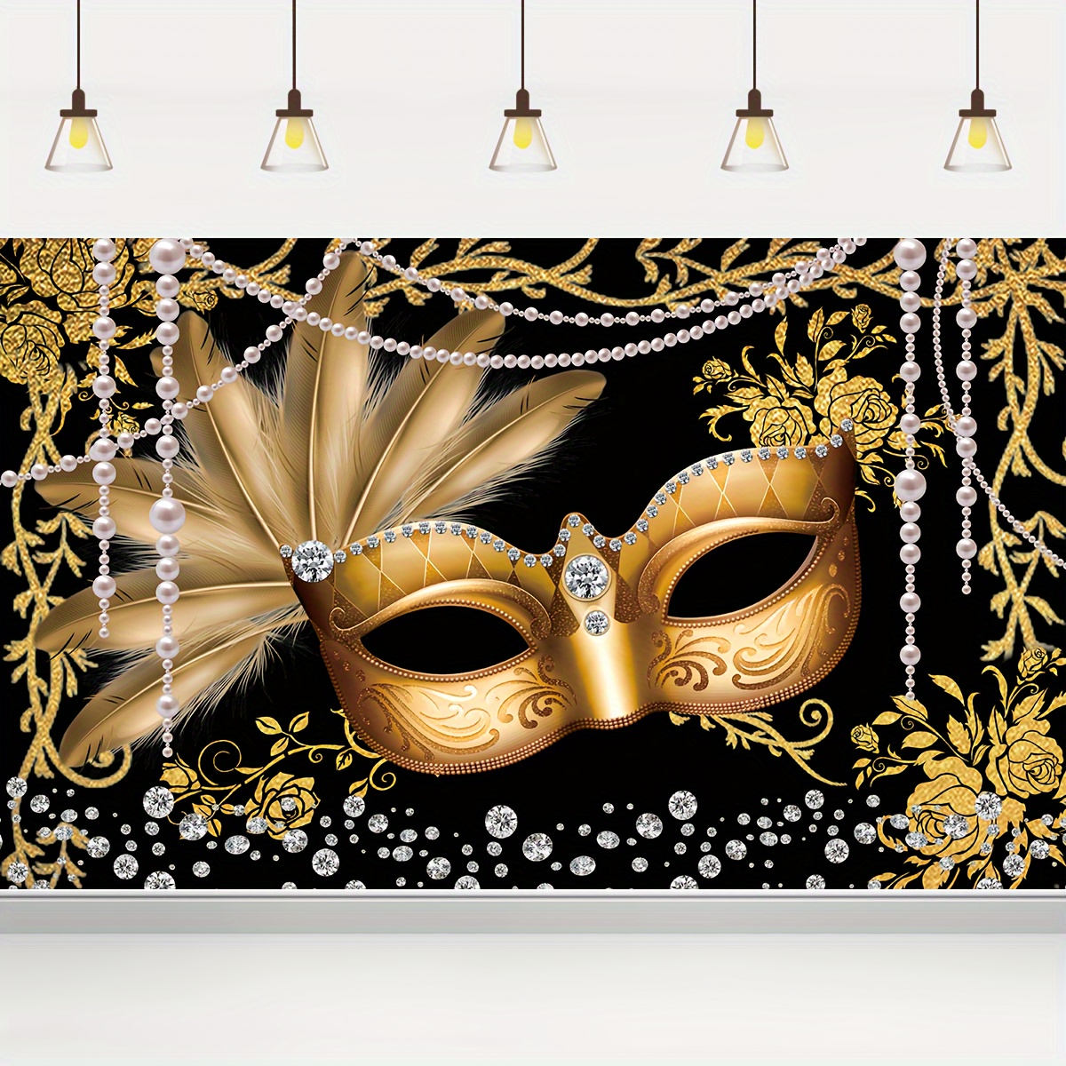 Masquerade Backdrop Luxurious Purple Mask Carnival Photography Background  Glitter High Heel Champagne Glasses Magic Wand Birthday Party Decorations