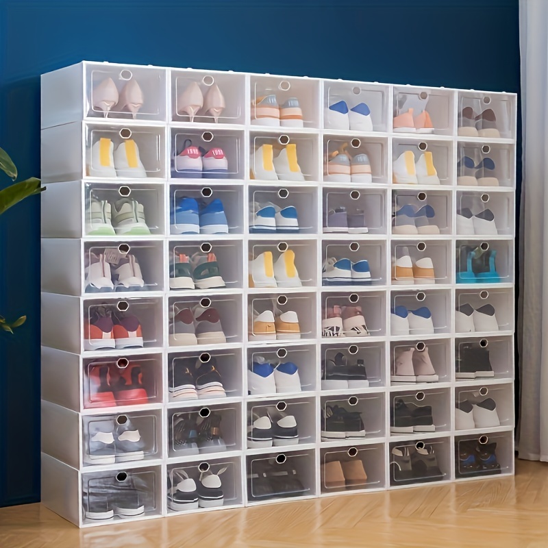 Transparent Shoe Boxes, Stackable Clear Plastic Shoes Storage Box, Free  Combination Simple Shoes Cabinet, Dustproof Shoes Organizer - Temu