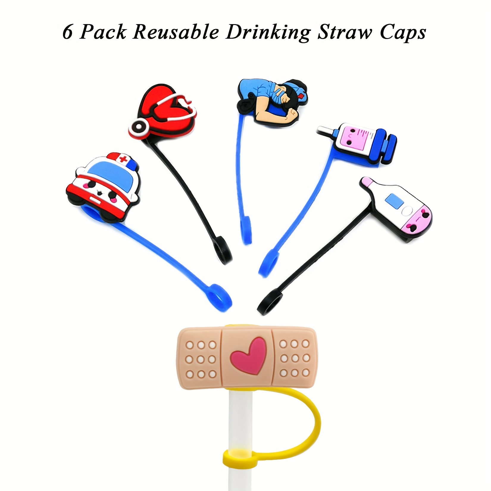 6 Pcs Medical Straw Cap Nursing Accessories Themed Caps Dust Cover