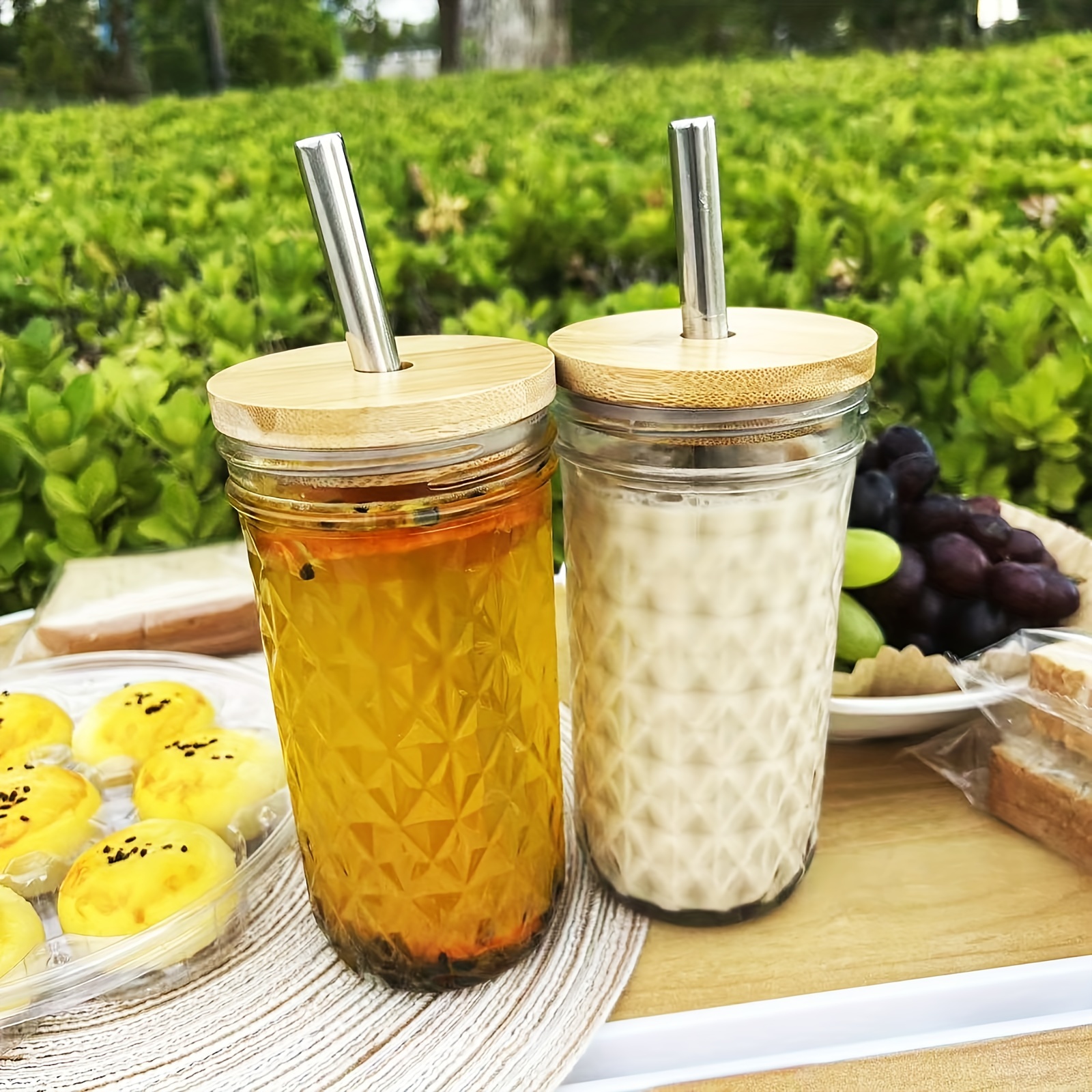 Bamboo Jar Lids With Straw Hole, Lids Of Candy Jays, Reusable