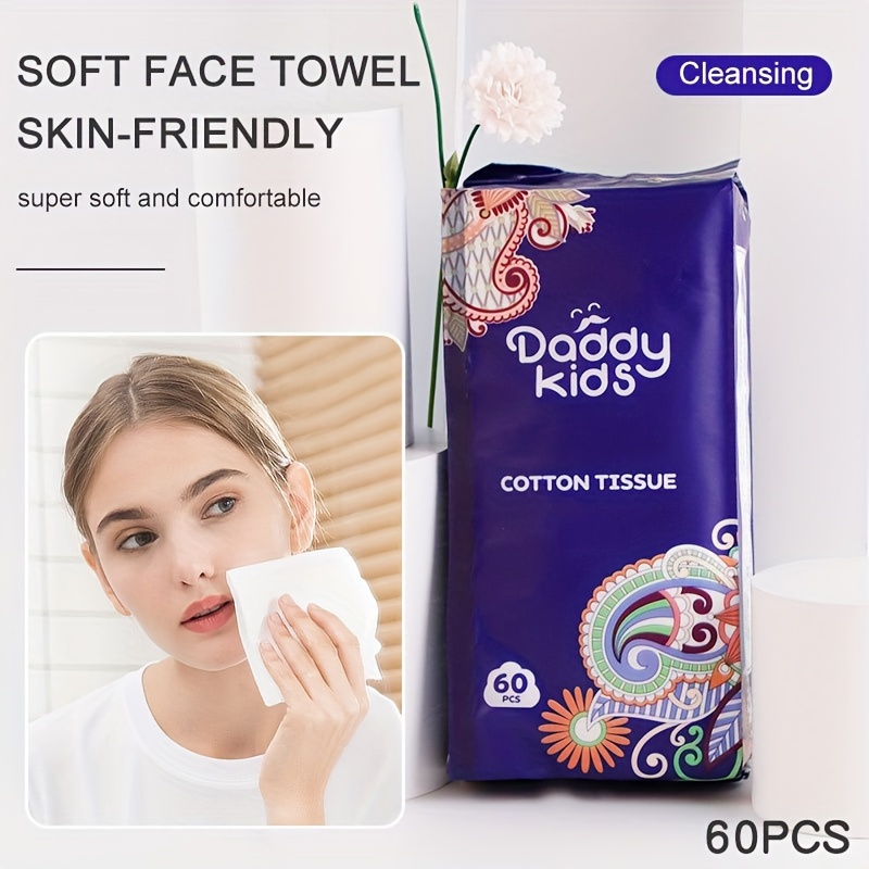 Toalla facial desechable para uso seco y húmedo, tejido facial 100%  algodón, toallas de limpieza facial ultra gruesas, toallitas secas  multiusos para