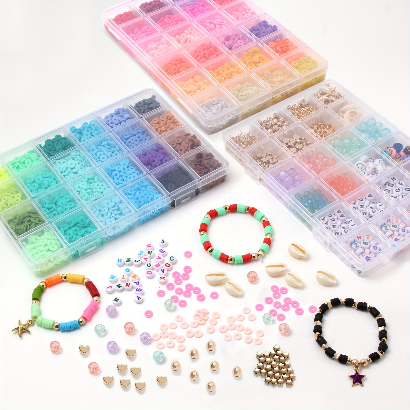 10160pcs, 120 Colors Clay Beads for Bracelet Making Kit, Flat Beads Bracelet  Making for Girls, Polymer Beads for Jewelry Making Kit 