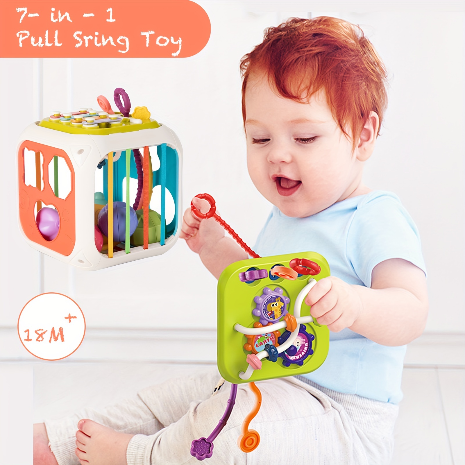 Juguetes para bebés 7 en 1, clasificador de formas sensoriales de 0, 6 y 12  meses, juguete de cuerda de tracción, juguetes educativos Montessori para  niños, juego de 1, 2 y 3 años - AliExpress