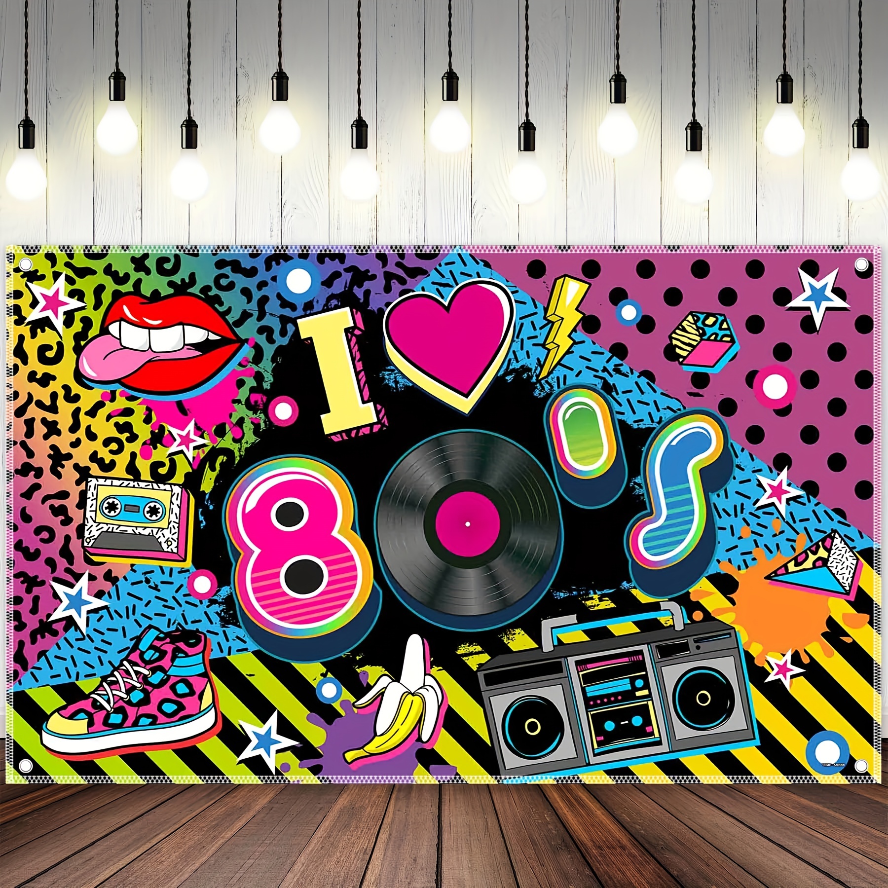 80s Party Photo Backdrop Retro Style Hip Hop Music Disco DJ Radio 80's  Birthday Photography Background