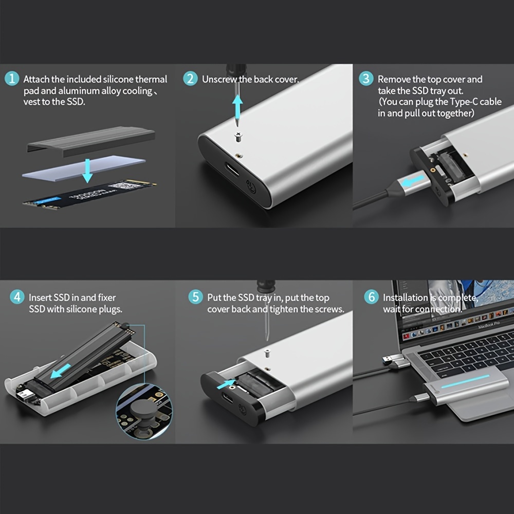 PHIXERO Boîtier Externe SSD M2 Nvme En Métal RGB Avec Type C - Temu Belgium