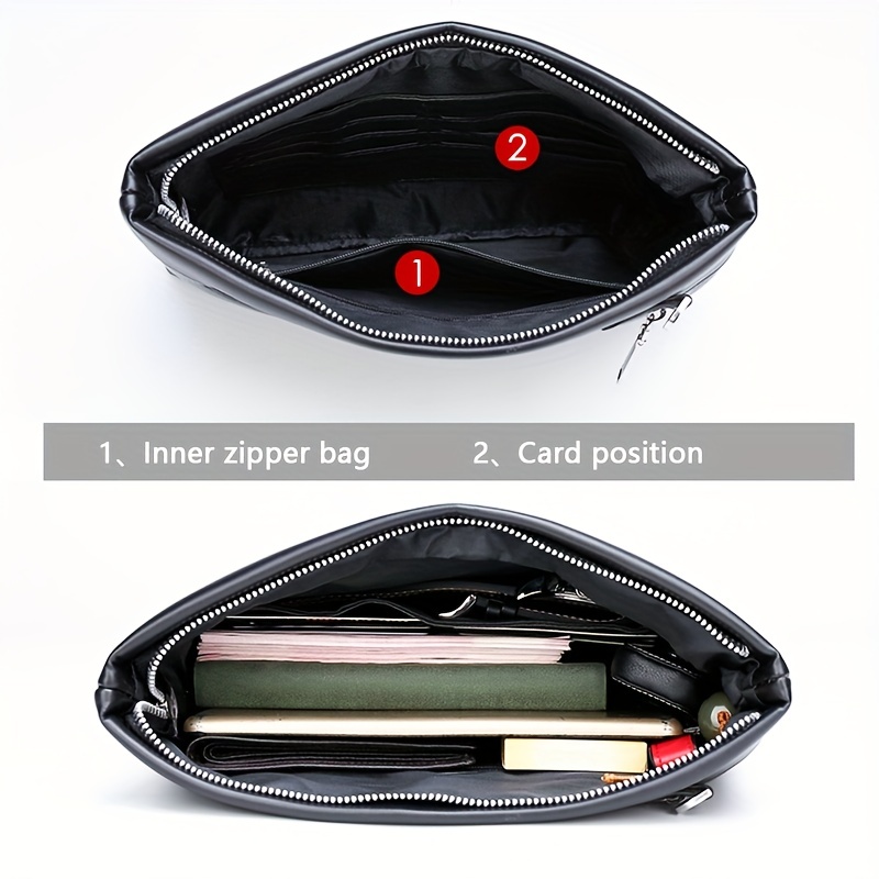 Men's Large Capacity Handbag Casual Business Pu Leather Clutch Bag - Temu