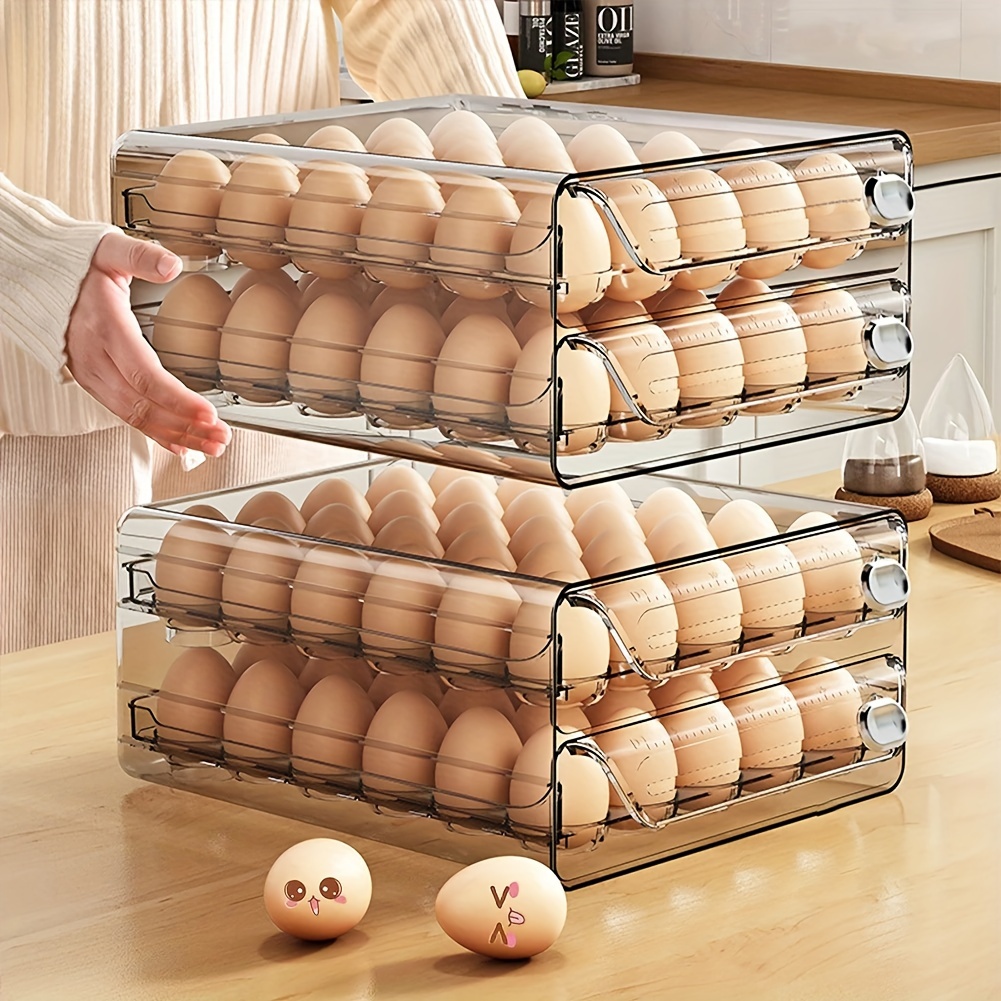  Wooden Egg Holder Countertop Egg Storage Trays Hold Fresh Egg  Stackable Deviled Egg Tray Organizer Rustic Egg Rack Container for Kitchen  Counter Display (Double Layers, 14 x 4 x 4 Inch) 