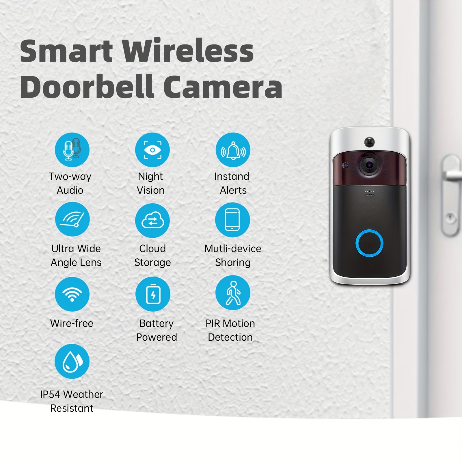 Ring & Video Doorbell WITH Camera Wireless WiFi Security Phone Bell 720PHD  