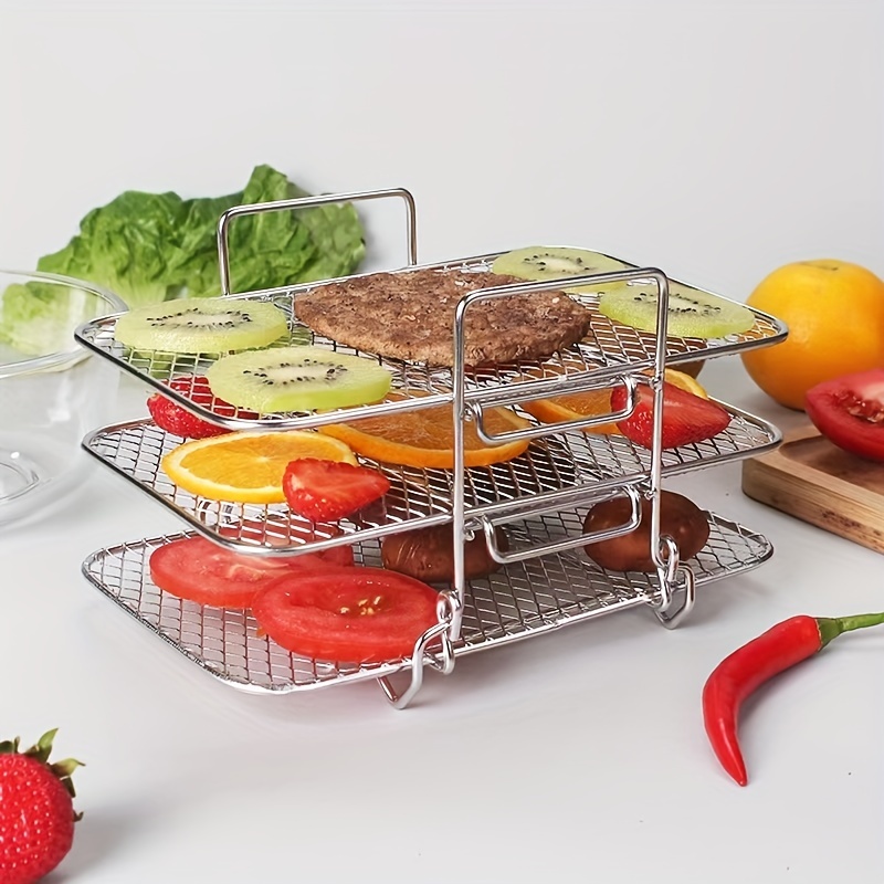 Stainless Steel Air Fryer Three-tier Grill Steaming Rack