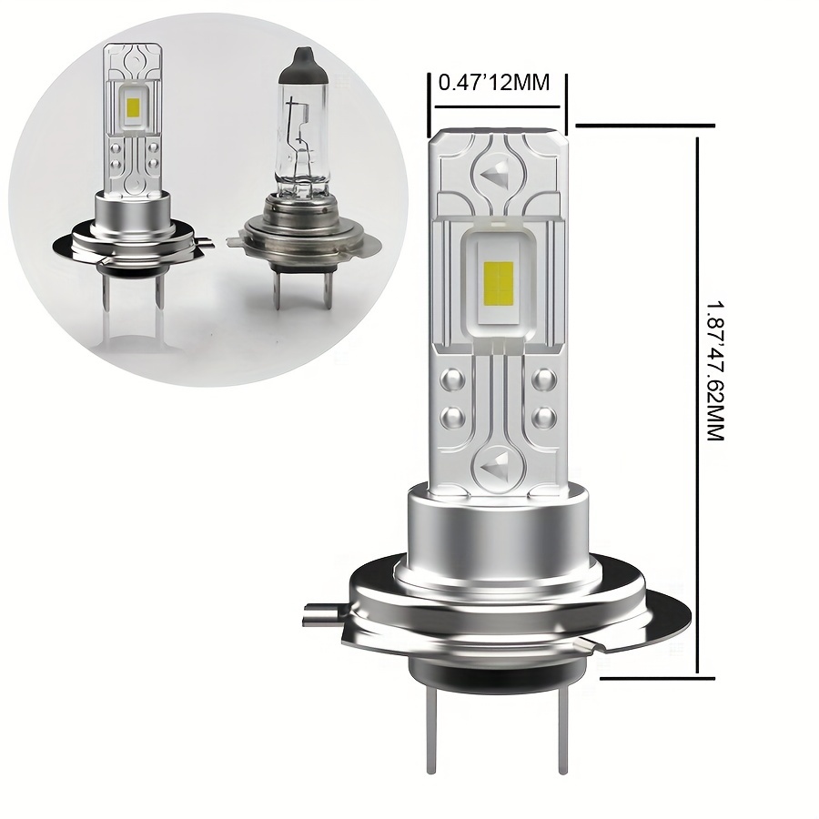 CROSSPASSION Bombilla LED H7, bombillas de tamaño mini 1:1 de  6500 K, color blanco, todo en uno, no requiere adaptador, Plug and Play,  bombilla de repuesto halógena sin ventilador sin polaridad, 