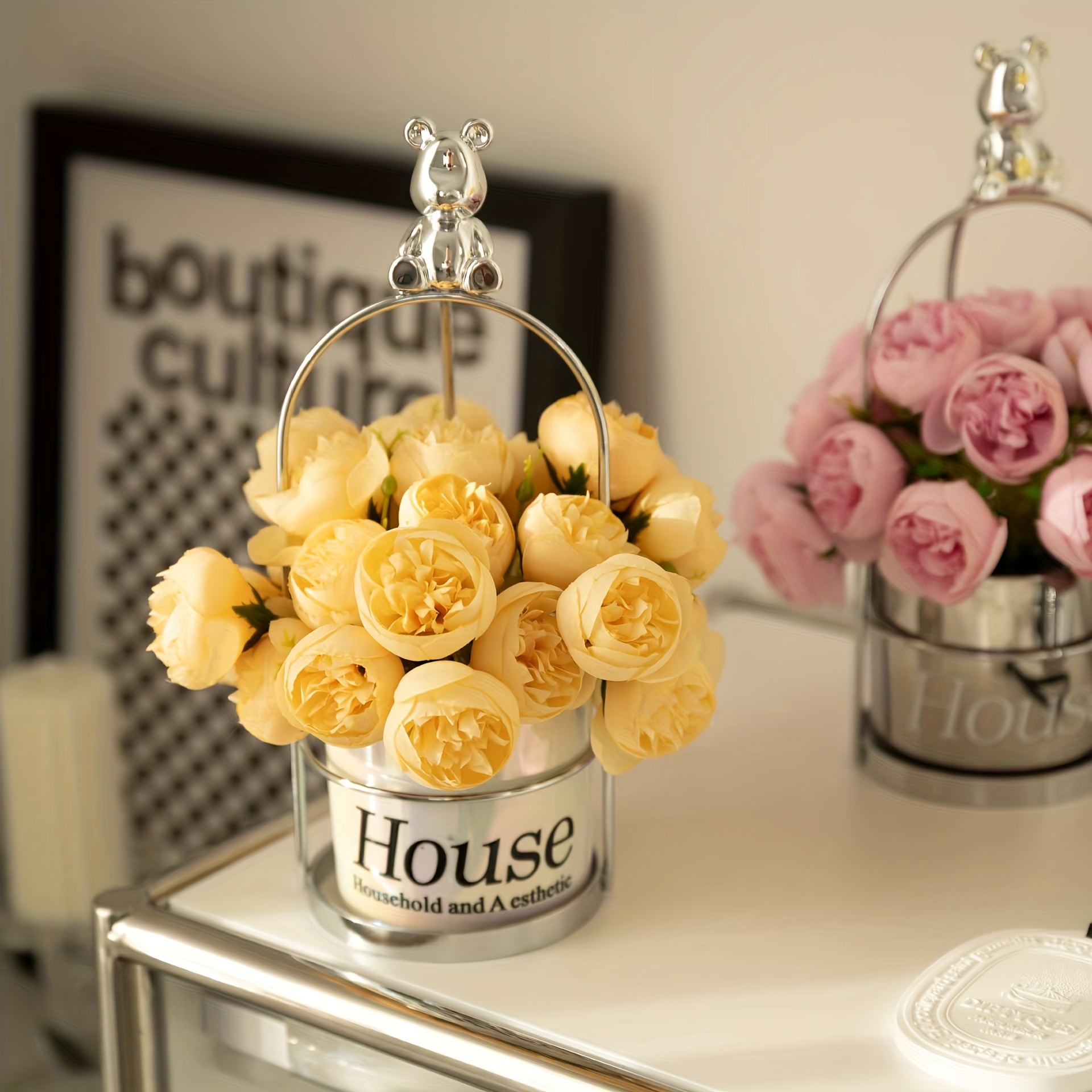 1 Bouquet Maria Rose Flowers Retro Artificial Silk Bride Flower Hydrangea  For Wedding Party Home Decoration #7