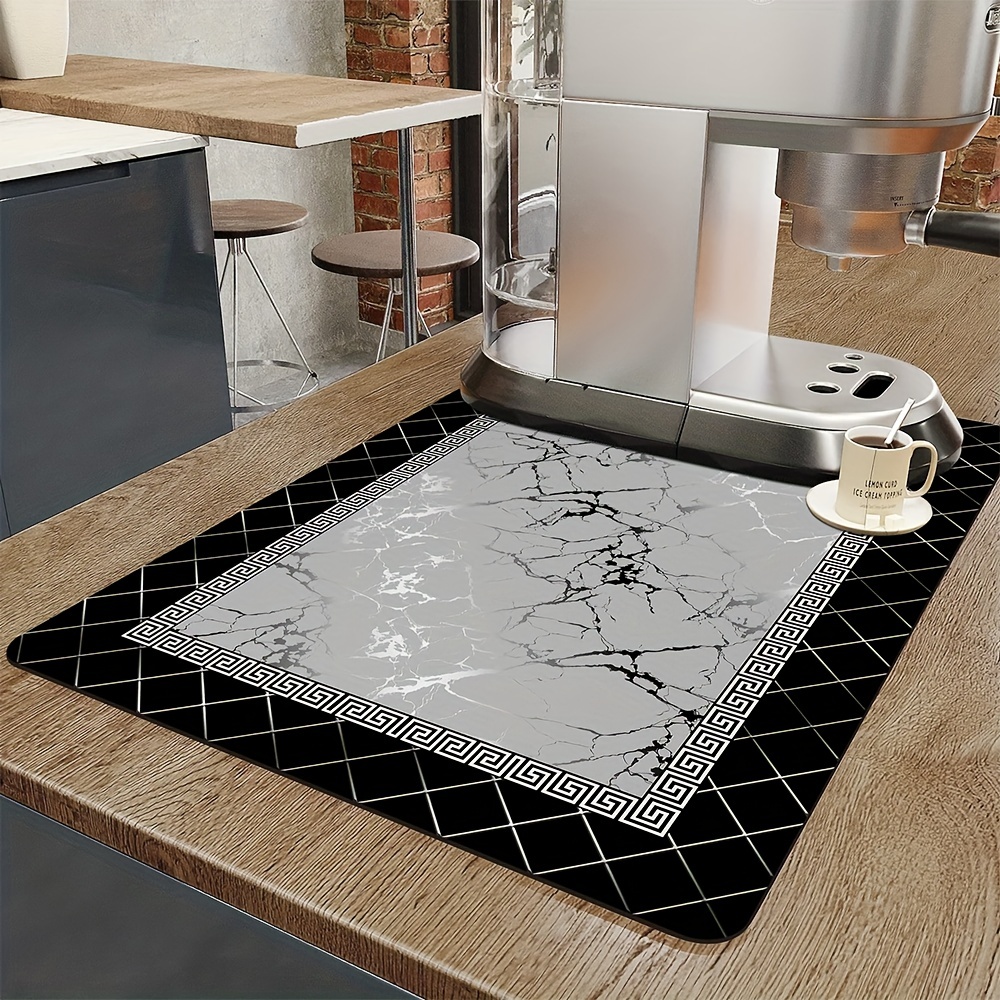 Marble Style Dish Drying Mat Soft Rubber Draining Pad Non - Temu