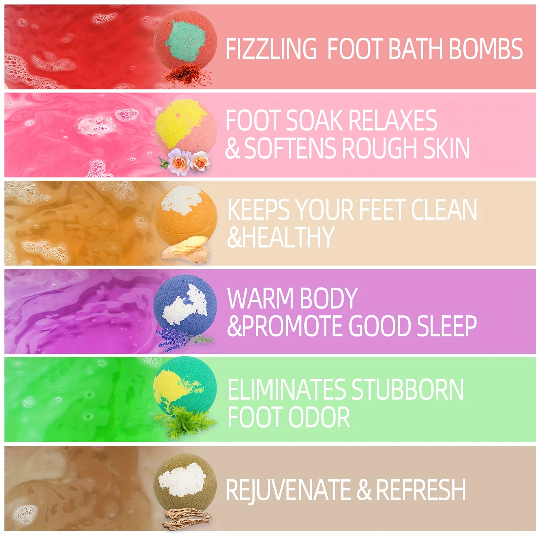 12Pcs Organic Salt Foot Bath Balls for Dry Cracked Feet