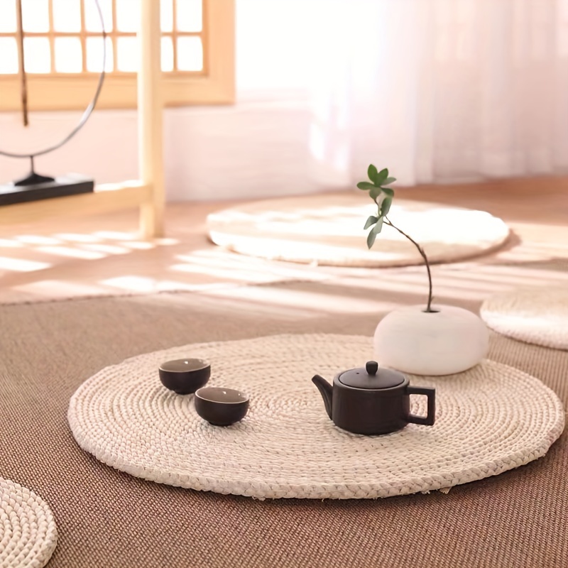 40CM Round Pouf Tatami Cushion Floor Mat Natural Straw Meditation