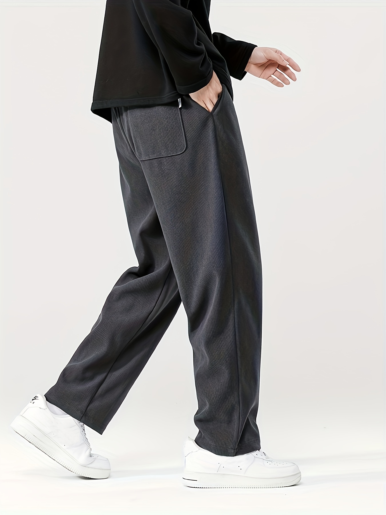 Mens Loose Puff Tapered Baggy Pants Drawstring Elastic Waist