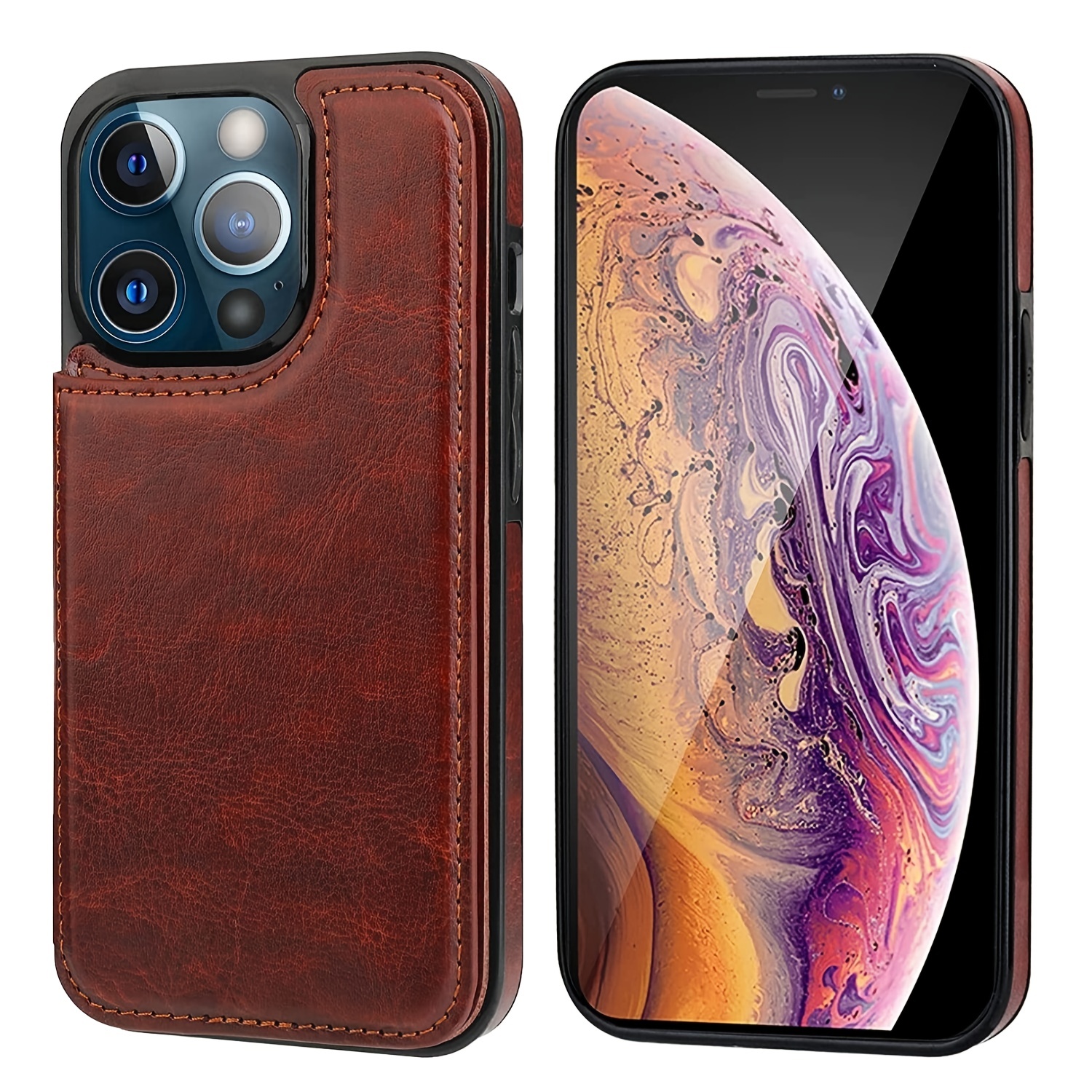 For Iphone 14 Plus 13 12 11 Pro Max Wallet Case With Card Holder Pu Leather  Case With Ring Stand Detachable Wrist Strap - Cell Phones & Accessories -  Temu Sweden