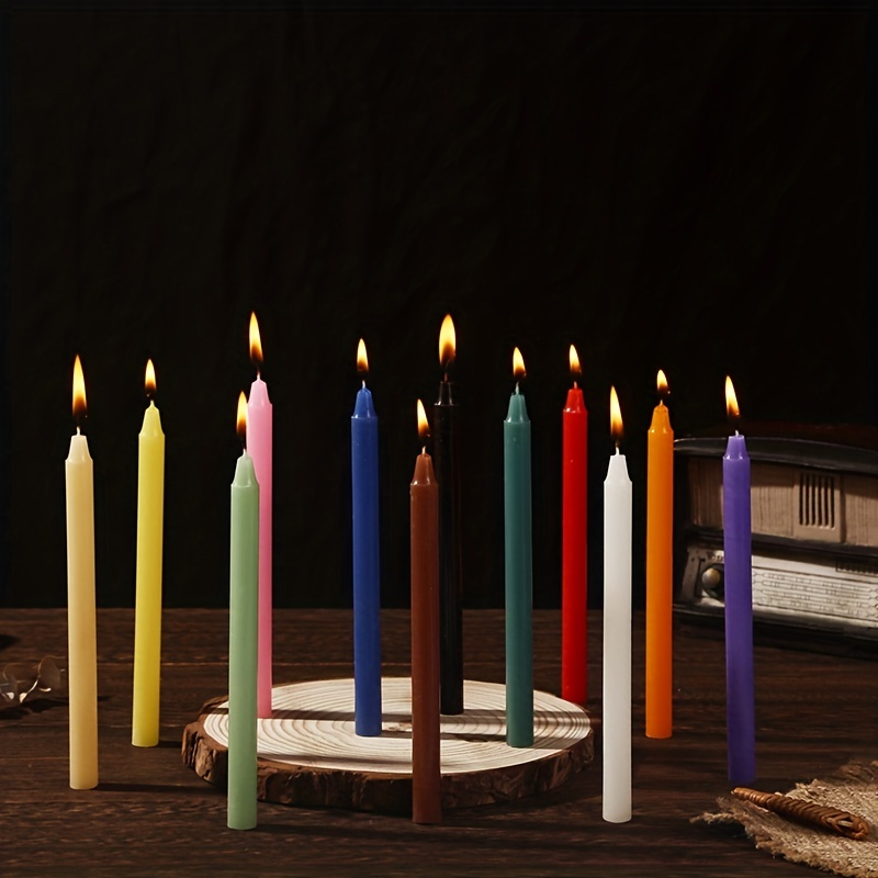 Velas de cumpleaños de ángel, con llama de colores. Caja de 12 unidades.,  Cera, Multicolores, M