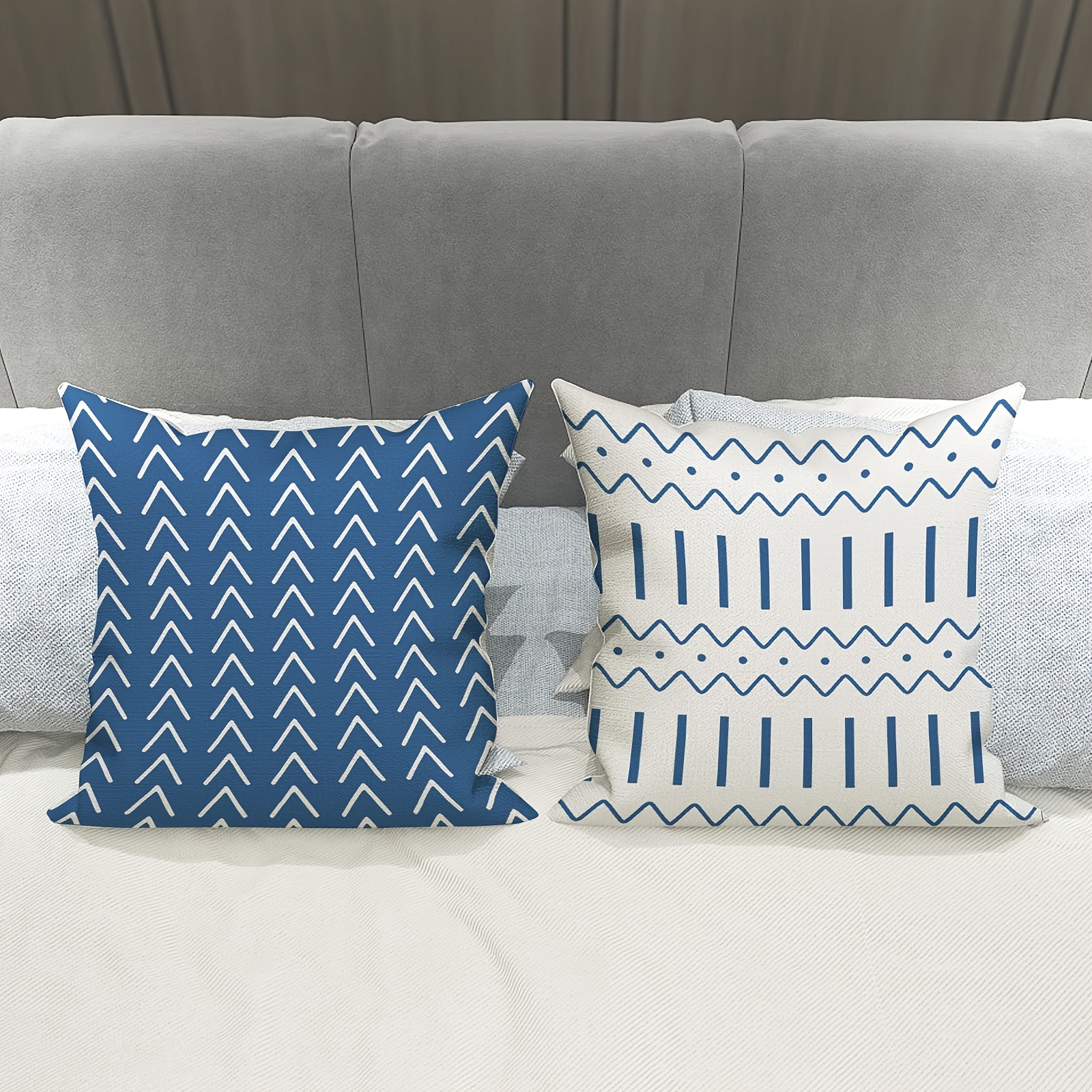 Aqua Blue Throw Pillow Covers 18x18 Set of 4 Decorative Geometric Pillow Case Outdoor Sofa Pillow Cushion Covers for Couch Living Room Bed Patio