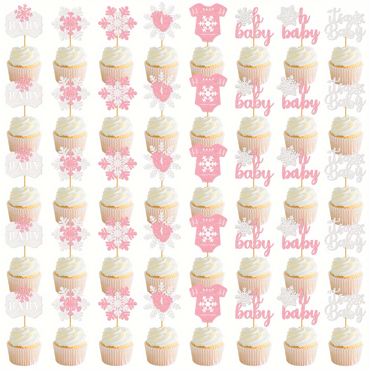  24 PCS Glitter Grin-ch Merry Christmas Cupcake Toppers