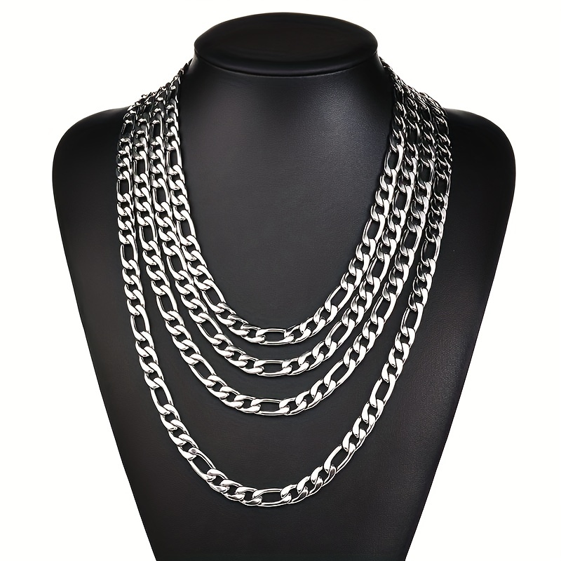 Punk Style Bracelet & Necklace Set For Men - Cuban Stainless Steel Black  Bracelet Chains - Temu