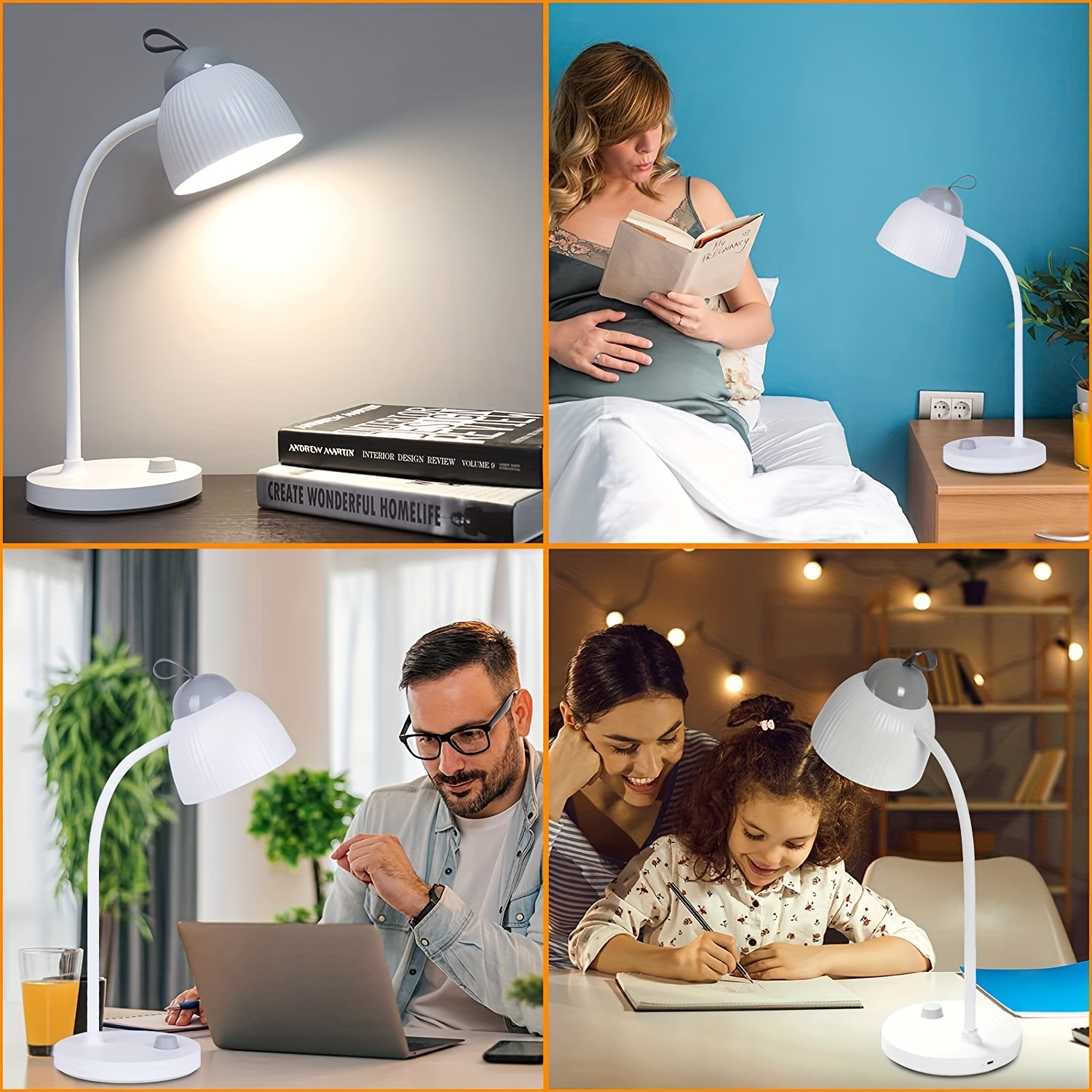 Lámpara de mesa recargable por USB,portátil, inalámbrica,LED para el  hogar,lámpara de lectura,para dormitorio y sala de estar,sala de