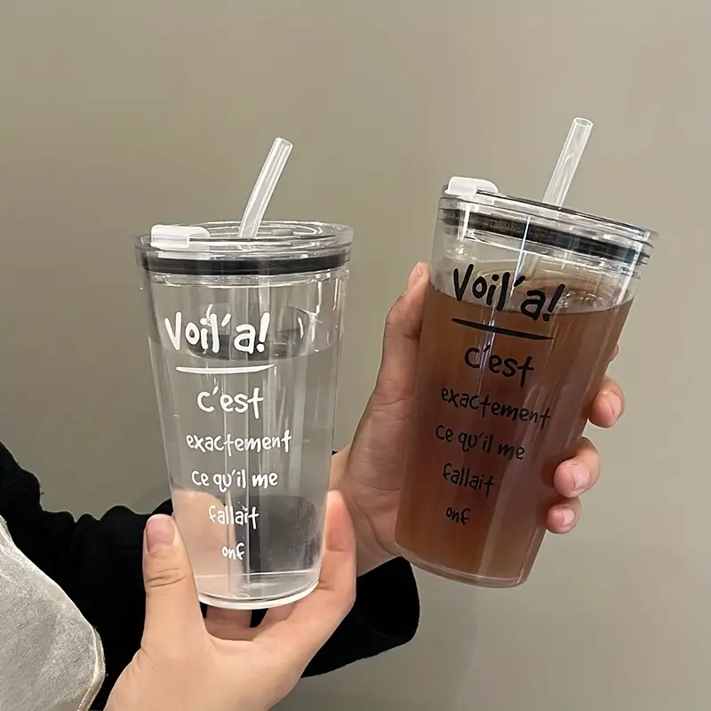 French Quotes Tumbler With Lid And Straw Clear Plastic Water - Temu