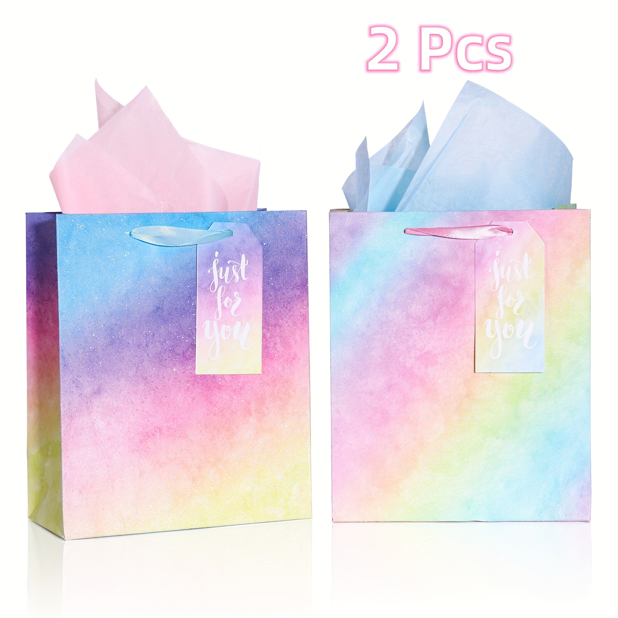 Medium Gift Bags With Handles - Paper Glitter Colorful Paper Bags With  Tissue Paper For Birthdays, Weddings, Anniversaries, Mother's Day, Parties,  Baby Shower Goodie Bags For Retail Stores, Boutique,supermarkets - Temu