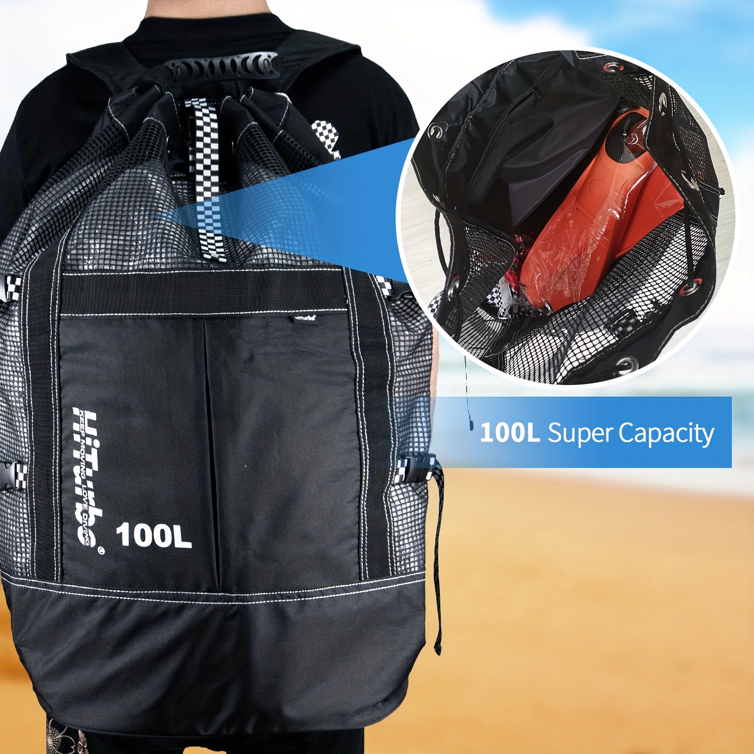 Solid Color Shoulder Net Bag Large Capacity Gear - Temu